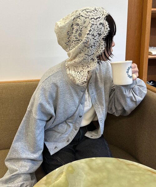 CIAOPANIC ハートボタン配色ステッチスウェットカーディガン CIAOPANIC（チャオパニック） tシャツ ハートボタン配色ステッチ