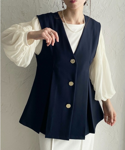 She's Closet ベスト ジレ 卒園式 卒業式 タック切り替えペプラムV She's Closet ベスト ジレ 卒園式 卒業式 タック切り替えペプラムV