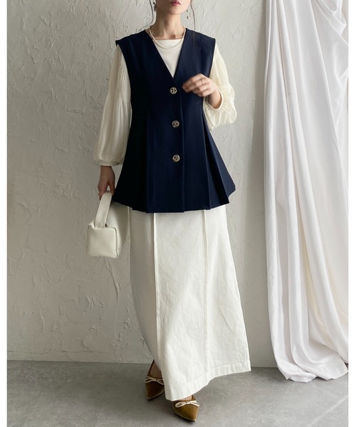 She's Closet ベスト ジレ 卒園式 卒業式 タック切り替えペプラムV