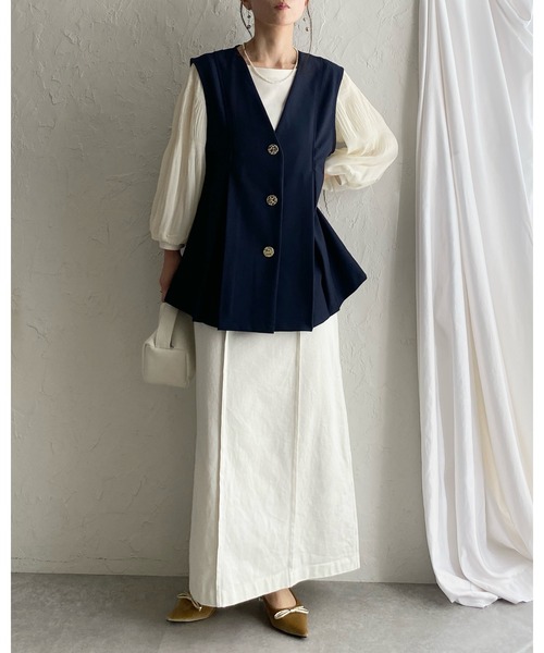 She's Closet ベスト ジレ 卒園式 卒業式 タック切り替えペプラムV