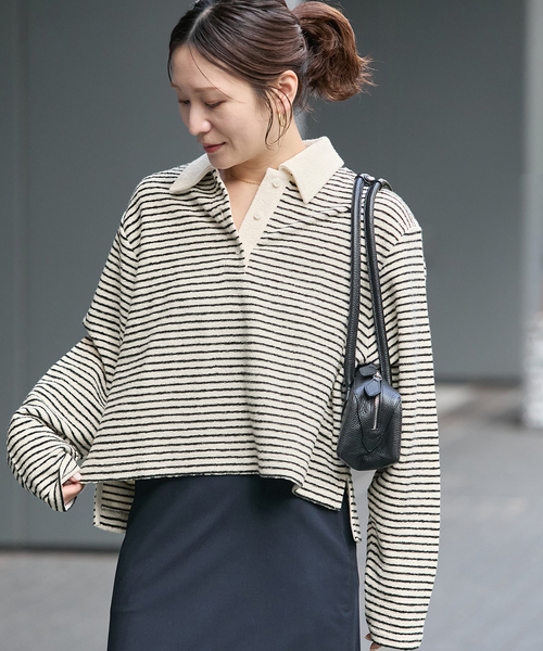 ジャーナル　ポロ　パイルボーダー　パイル　ポロシャツ JOURNAL STANDARD（ジャーナルスタンダード） tシャツ パイルボーダー