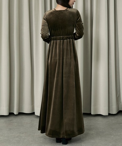 「Elishe」 長袖ワンピース 1 グレイッシュベージュ レディース_画像4