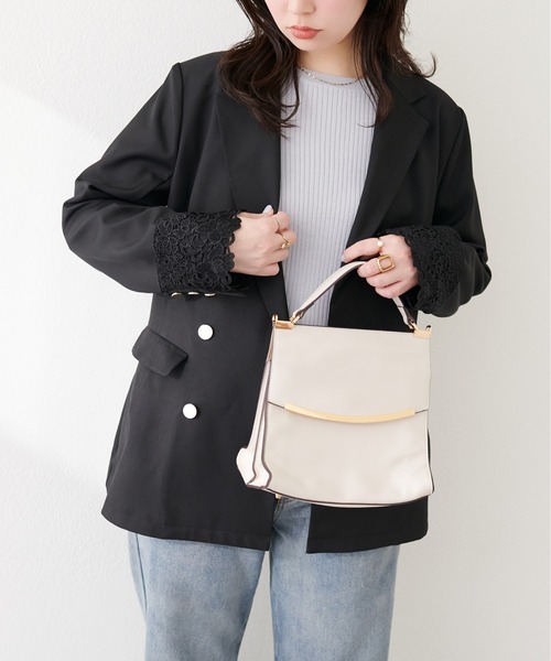 natural couture ジャケット テーラードジャケット 袖口レース付き 