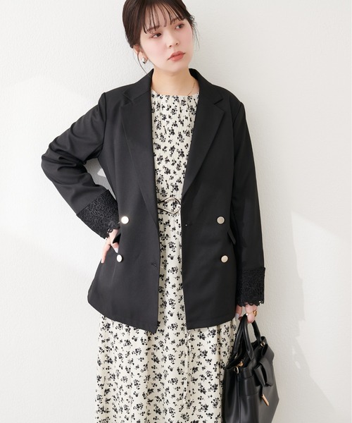 natural couture ジャケット テーラードジャケット 袖口レース付き
