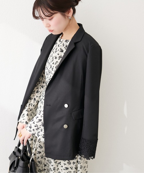 natural couture ジャケット テーラードジャケット 袖口レース付き