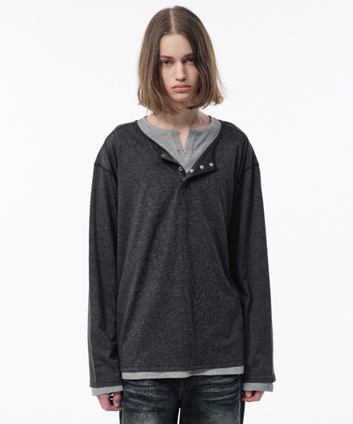 【WYM】ヘンリーネック ブラック・チャコール2点セット※未開封 Camphor wood ヘンリーネック tシャツ 2PIECE PACK HENELY-NECK L/S