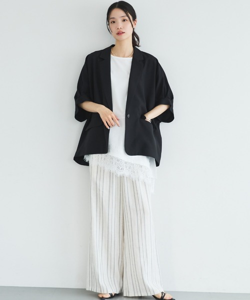 uvカット ジャケット テーラードジャケット 「EC限定」「ＵＶカット／防シワ／吸水速乾」ドルマンパフジャケット レディースの画像