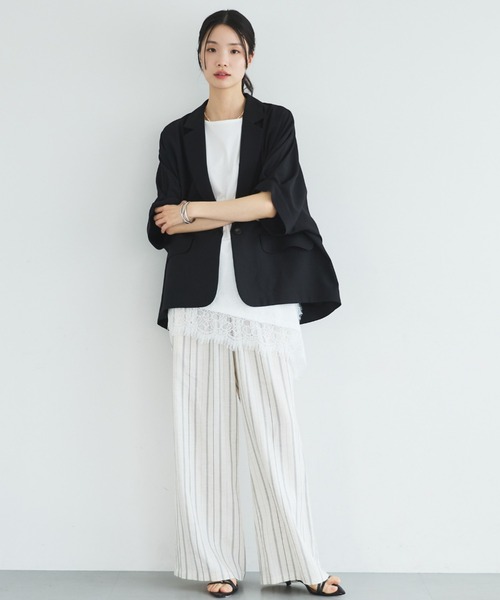 uvカット ジャケット テーラードジャケット 「EC限定」「ＵＶカット／防シワ／吸水速乾」ドルマンパフジャケット レディースの画像