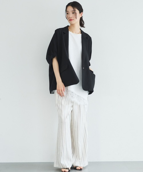 uvカット ジャケット テーラードジャケット 「EC限定」「ＵＶカット／防シワ／吸水速乾」ドルマンパフジャケット レディースの画像