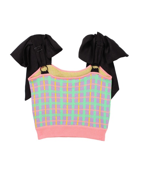 PAMEO POSE - PAMEO POSE ビジュー装飾 キャミ トップス PAMEO POSE（パメオ ポーズ） キャミソールニット FREE ネイビー