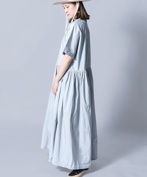 「folka」 半袖ワンピース ONE SIZE サックスブルー レディース_画像3
