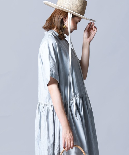 「folka」 半袖ワンピース ONE SIZE サックスブルー レディース_画像4