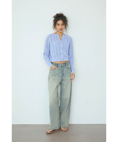 ALEXIA STAM シアーリブカーディガン ALEXIA STAM（アリシアスタン） カーディガン Open Work Knit Cardigan
