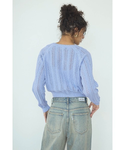 ALEXIA STAM シアーリブカーディガン ALEXIA STAM（アリシアスタン） カーディガン Open Work Knit Cardigan