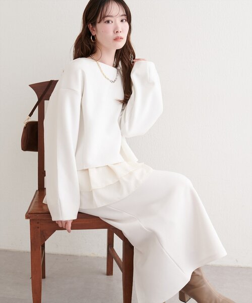 「natural couture」 長袖カットソー FREE グレイッシュベージュ レディース_画像2