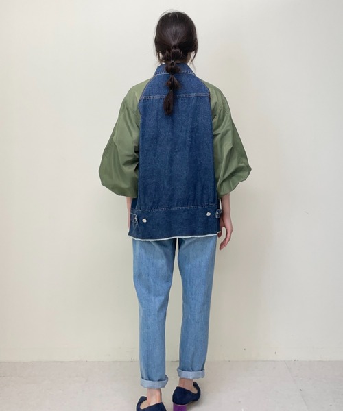 「DOLLUPOOPS」 デニムジャケット 38 カーキ レディース_画像9