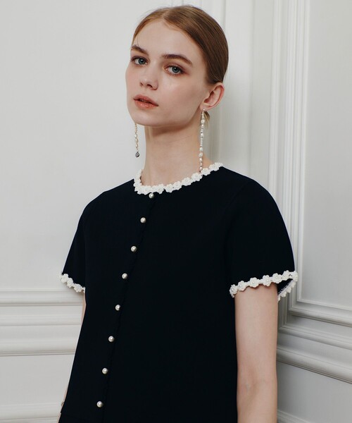 カーディガン 「LOULOU WILLOUGHBY」クロッシェフラワージャケットカーディガン レディースの画像