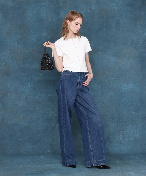 カーディガン 「LOULOU WILLOUGHBY」クロッシェフラワージャケットカーディガン レディースの画像