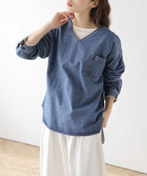 tシャツ Vネックデニムプルオーバー レディース : ZOZOTOWN Yahoo!店