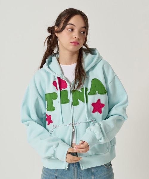 TINA: JOJUN ネイビー パーカー M TINA：JOJUN（ティーナジョジュン） ジップアップパーカー M ネイビー