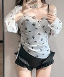 水着 2点セット 裾フリルワンピース水着&リボ...の詳細画像1