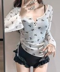 水着 2点セット 裾フリルワンピース水着&リボ...の詳細画像2