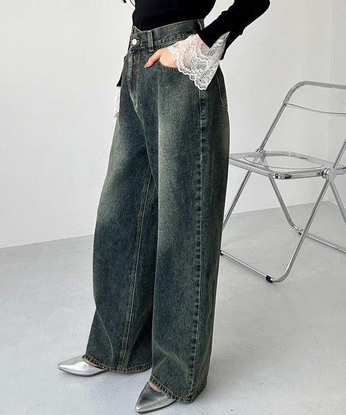 「GeeRA」 デニムパンツ LARGE ネイビー レディース_画像6