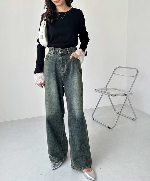 「GeeRA」 デニムパンツ LARGE ネイビー レディース_画像7
