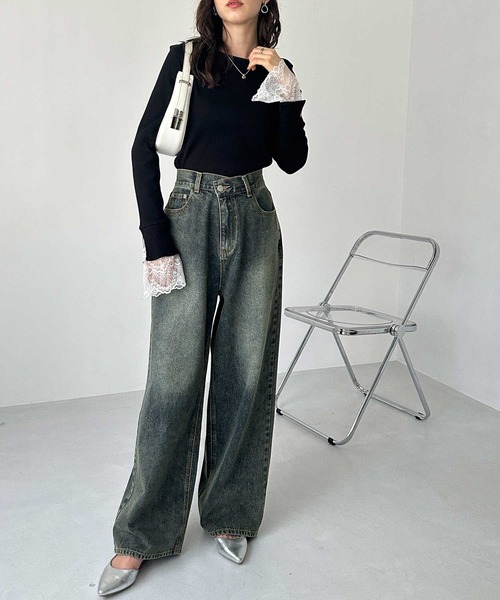 「GeeRA」 デニムパンツ LARGE ネイビー レディース_画像8