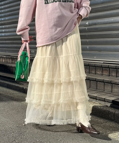 「CIAOPANIC」 ロングスカート ONE SIZE レッド レディース_画像3