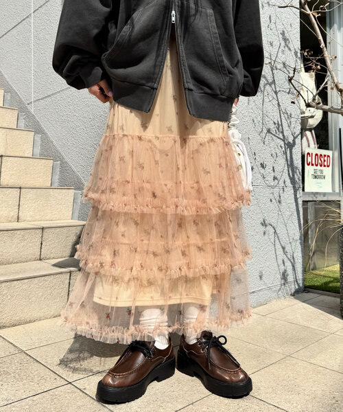 「CIAOPANIC」 ロングスカート ONE SIZE レッド レディース_画像8