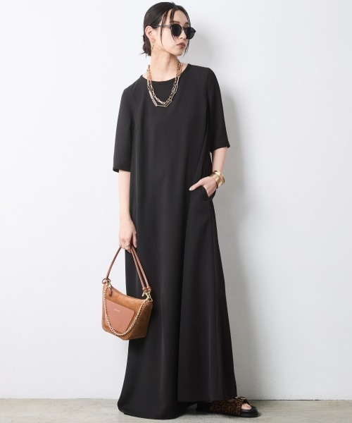 「CHIC STYLE」 半袖ワンピース 3L ブラック レディース_画像9