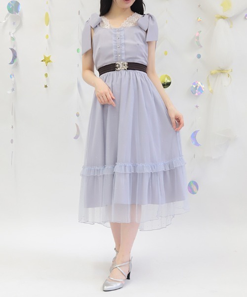 axes femme（アクシーズ ファム） ワンピース リボン×ラメチュール 