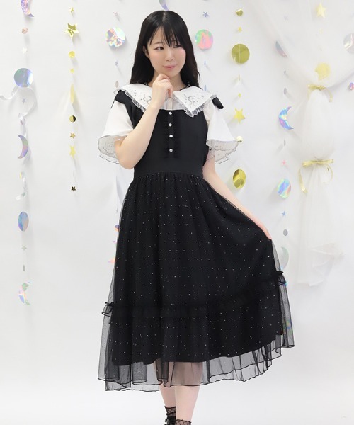 axes femme（アクシーズ ファム） ワンピース リボン×ラメチュール 