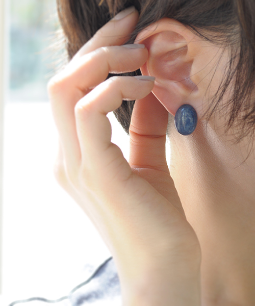 イヤリング 「anq.」OneStoneイヤリング（アマゾナイト・カイヤナイト・クンツァイト・アゲート） レディースの画像