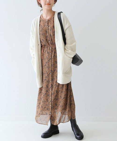 SLOBE IENA ファインウールカーディガン コーディガン Vネック 緑 毛 SLOBE IENA（スローブイエナ） カーディガン ファインウール