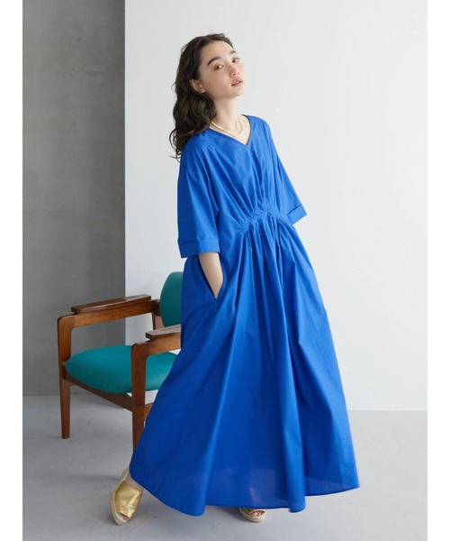 AMERICAN HOLIC ワンピース Vネックタックフレアワンピ-ス : ZOZOTOWN