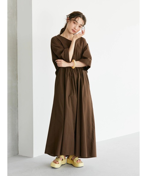 新品＊プレインピープル＊Vネックタックドレス　ワンピース　ゆったり PLAIN PEOPLE(プレインピープル)｜Vネックタックドレス/ブラック の