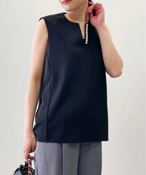 PICCIN PERLA ブラウス シャツ ノースリーブパールブラウス