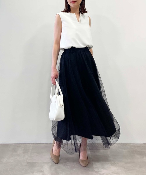 PICCIN PERLA ブラウス シャツ ノースリーブパールブラウス