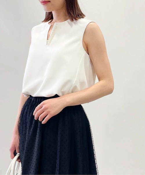 パールブラウス PICCIN PERLA ブラウス シャツ ノースリーブパールブラウス
