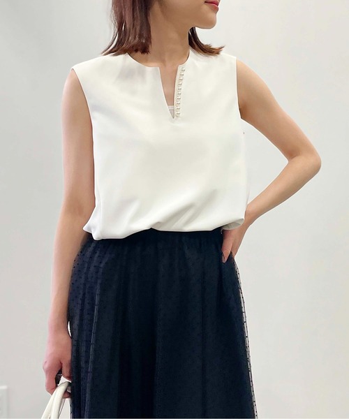 PICCINパールブラウス 楽天市場】PICCIN PERLA 襟ビックパール長袖ブラウス レディース
