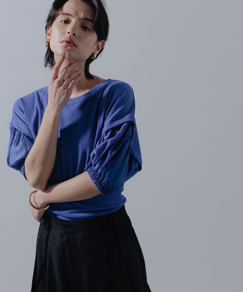 Limue tシャツ ウエストリブバルーンスリーブカットソー