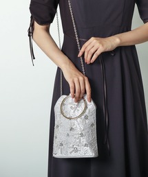 【美品】2WAY仕様リングハンドルビジューバッグ Kana ハンドバッグ 2WAY リング ハンドル ビジュー バッグ 結婚式