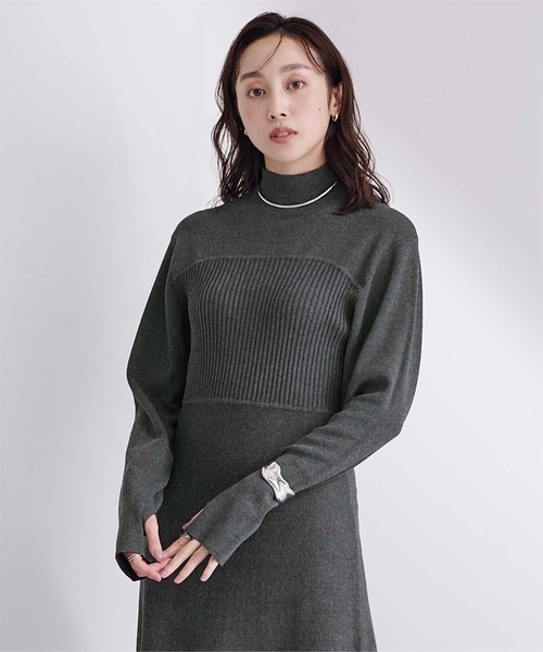 ur's（ユアーズ） ワンピース フィンガーホール付ニットワンピース