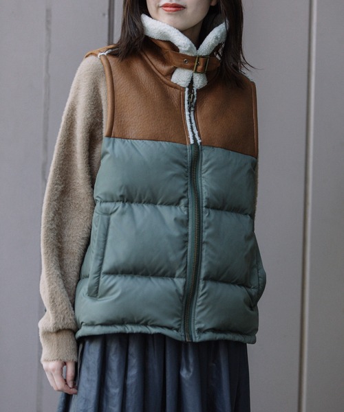 Munich（ミューニック） ダウンベスト ベスト ダウンタフタ×ムートン