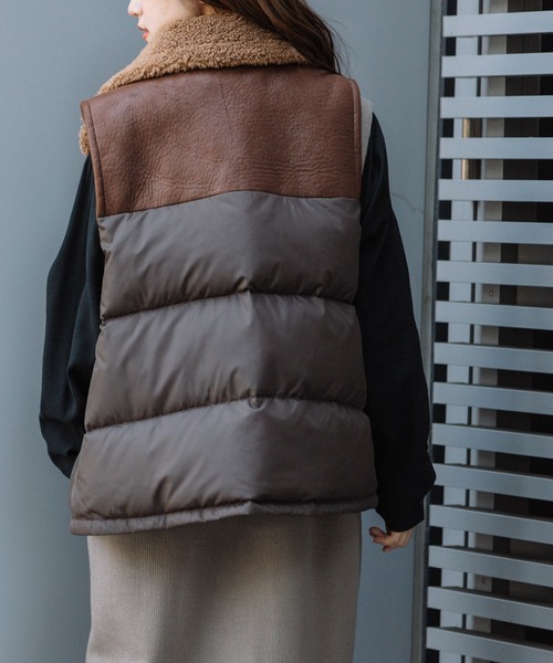 Munich（ミューニック） ダウンベスト ベスト ダウンタフタ×ムートン