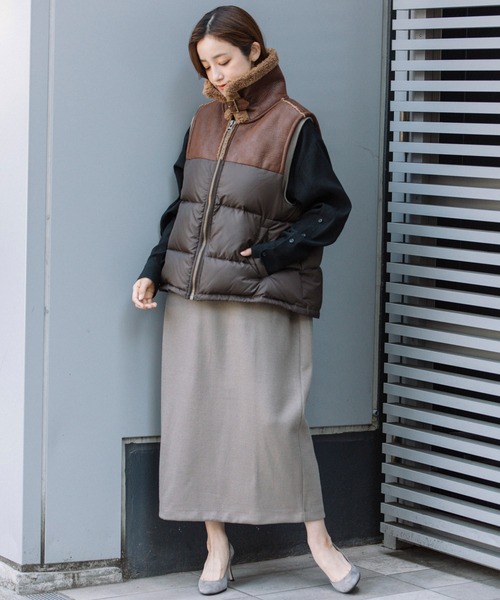 Munich（ミューニック） ダウンベスト ベスト ダウンタフタ×ムートン