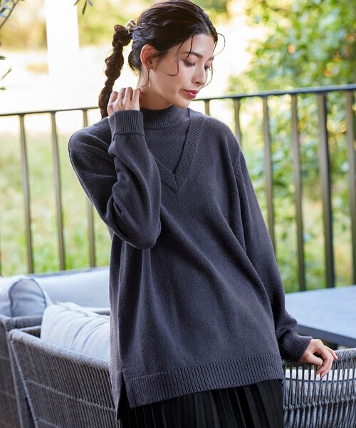 Tiaclasse ニット セーター 「洗える」重ね着風ニットトップス