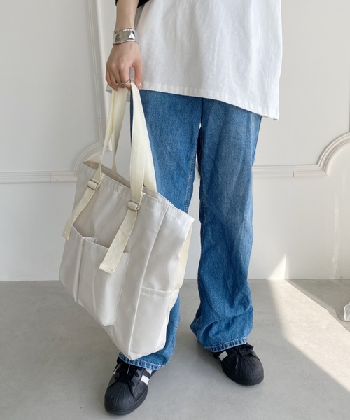トートバッグ 「A4収納可」多収納2WAY無地トート，ショルダー